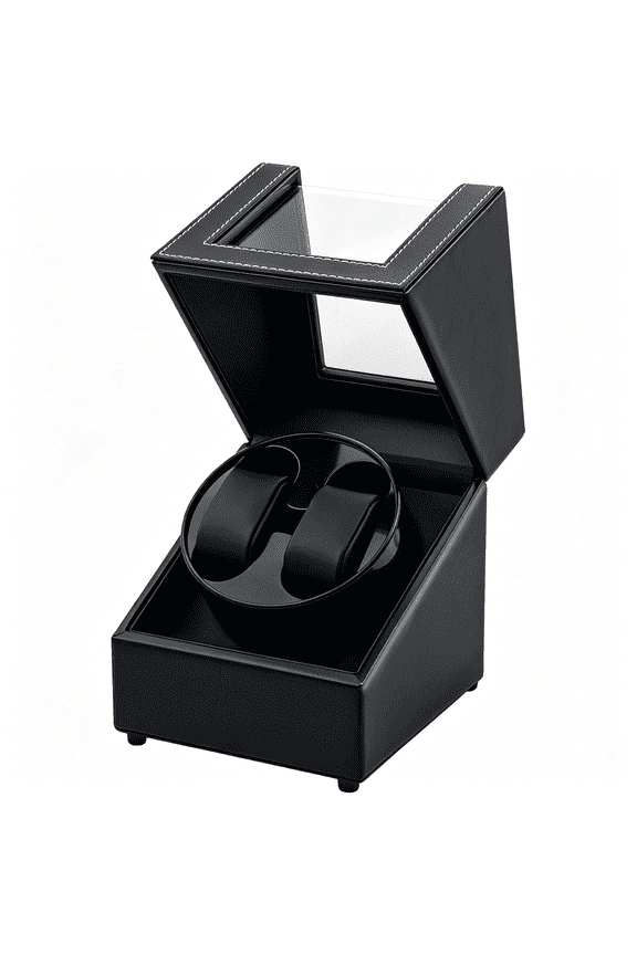Watch Winder for Automatic Watches,Double Automatic Watch Winder Box with Quiet Motor,Automatic Watch Display Storage Rotation Wristwatch Box with 2 Slots(Black Pu Leather)