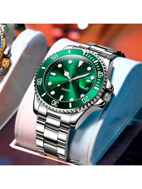 Watches for Men Luxury Classic Dress Analog Quartz Fashion Two Tone Gold Plated Stainless Steel Date Waterproof Luminous Mens Wrist Watches Reloj Para Hombre Green/Black/Blue