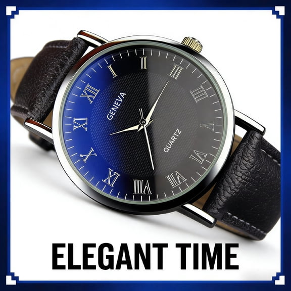 DESIGNICE Watches for Men,Blue Light Design Analog Watch,Roman Numerals Stylish Minimalist Look Men'S Watches,Black