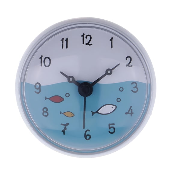 DESIGNICE Waterproof Bathroom Wall Clock with Suction Cup, Fog Resistant Fish Dial for Shower, Kitchen