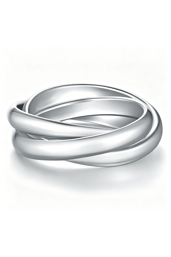 Waterproof No Tarnish Rings|14K Gold/White Gold Plated| Fidget Stacking Anxiety Interlocking Triple Row| Silver/Gold Rings for Women- 2Mm 3Mm Band Size 4-12