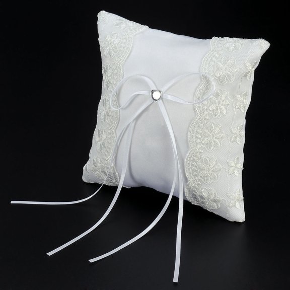 DESIGNICE Wedding Pillow for Rings Ring Bearer Pillow White Satin 1Set