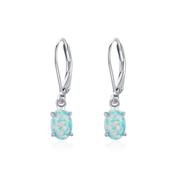DESIGNICE Women 925 Silver Earrings Oval Fire Opal Beauty Topaz Eardrop Ear Hook Dangle Opal Earrings for Women-01#