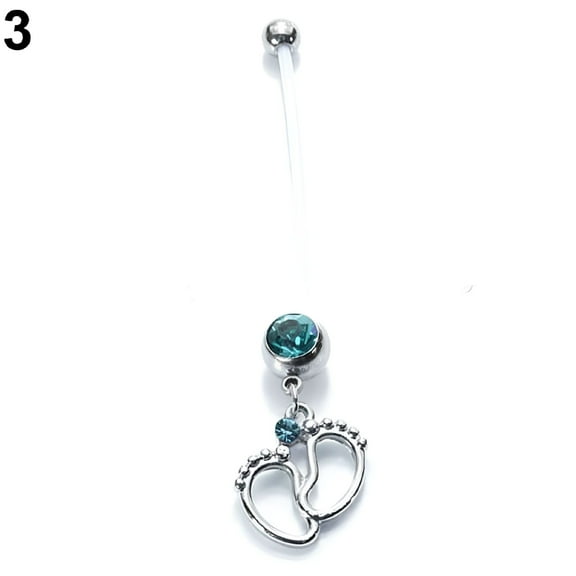DESIGNICE Women Baby Feet Flexible Bar Pregnancy Maternity Belly Navel Ring Body Piercing