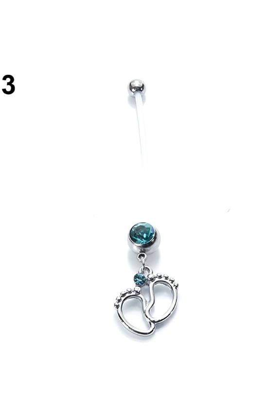 Women Baby Feet Flexible Bar Pregnancy Maternity Belly Navel Ring Body Piercing