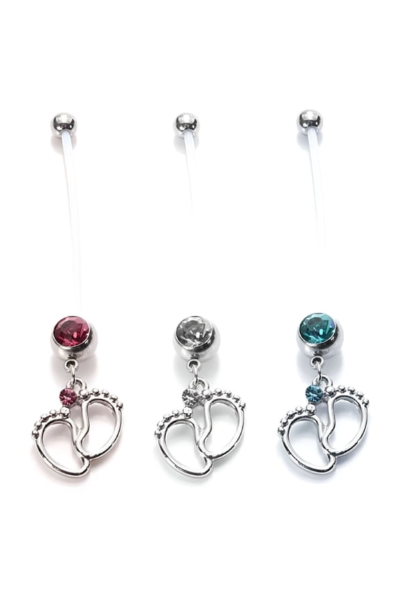 Women Baby Feet Flexible Bar Pregnancy Maternity Belly Navel Ring Body Piercing