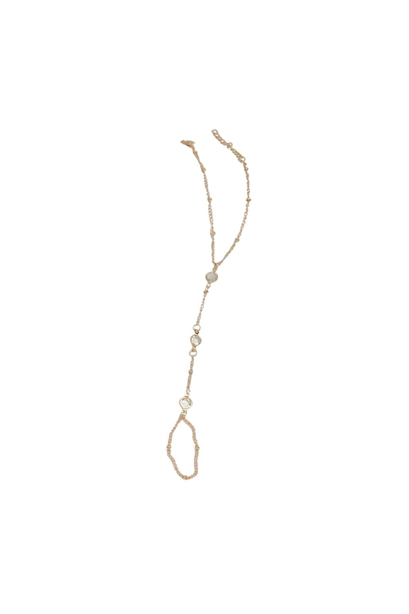 Women Bracelet Ring Integrated Alloy Retro Ethnic Rhinestone Decor Hand Chain Bracelet Ring Hollow Chain Finger Ring Bracelet Boho Beach Jewelry Gift