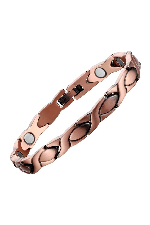 Women Copper Bracelet with Magnets Vintage Flat Snake Chain Wrist Jewelry Gift for Girls Ladies Woman'S Wrist Decor Magnetic Arthritis Therapy Cooper Bracelet for Women