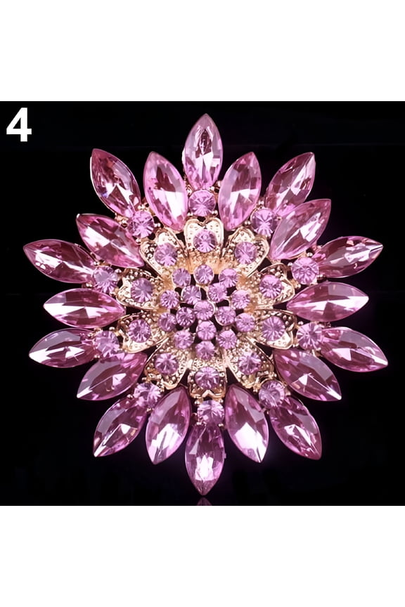 Women Fashion Shiny Alloy Rhinestone Flower Wedding Bridal Bouquet Brooch Pin