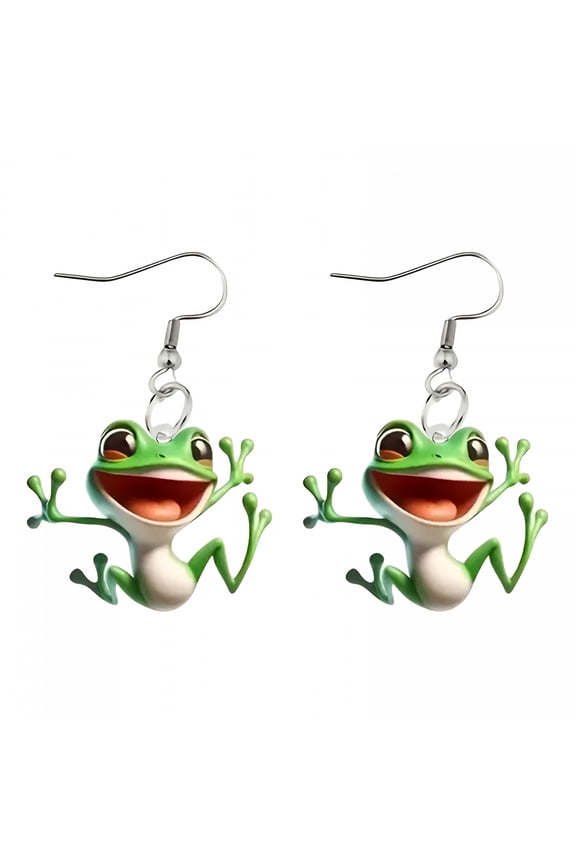 Women Frog Earrings,Green Earrings for Women,Funny Green Frog Dangle Earrings Spring Holiday Jewelry for Young Ladies