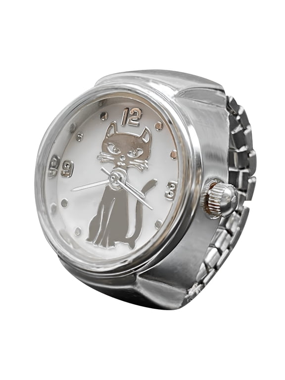Women Men Finger Watch Vintage Ring Watch Round Quartz Analog Finger Ring Watch for Birthday Graduation Vintage Watch Clock Ring Trendy Ring Adjustable Ring Fashion Watch