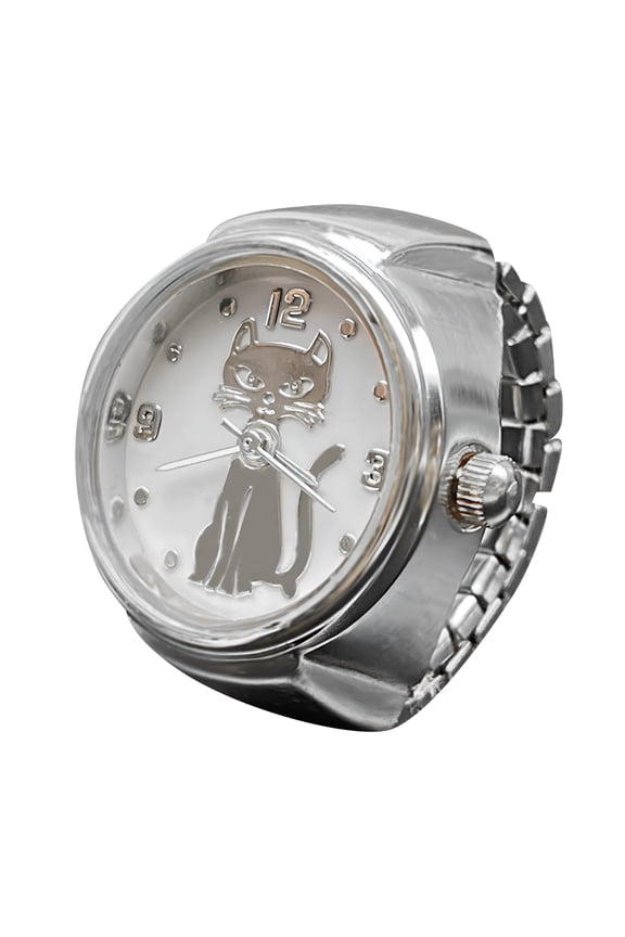 Women Men Finger Watch Vintage Ring Watch Round Quartz Analog Finger Ring Watch for Birthday Graduation Vintage Watch Clock Ring Trendy Ring Adjustable Ring Fashion Watch