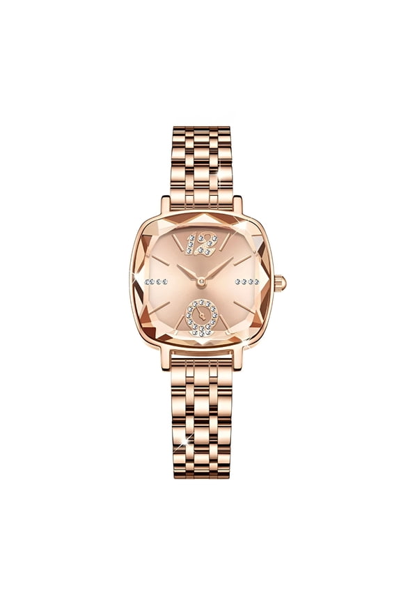Women Quartz Watches Wrist Chain Strap Square Watch Easy Read Dial Office Ladies Fashion Dress Up Adjustable Stainless Steel Gold