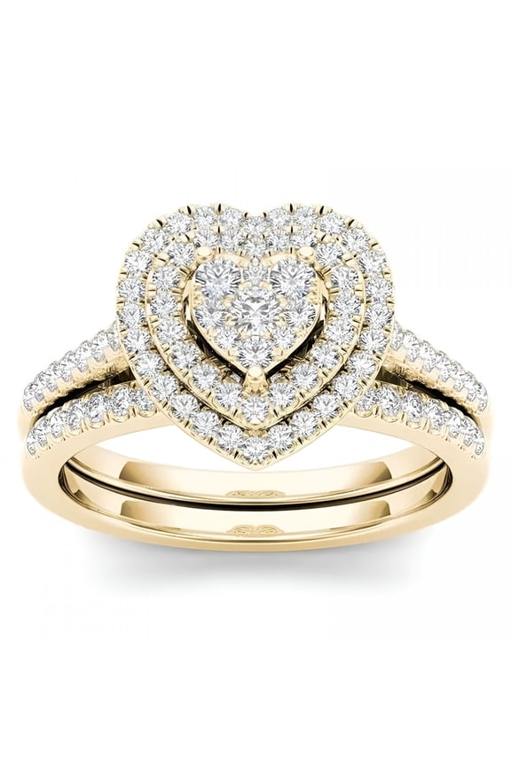 Women Rings Jewelry Engagement Wedding Ring Jewelry Heart-Shaped Ring Women Index Finger Ring Fashion Couple Ring Set Jewelry Gift Gold Size 10