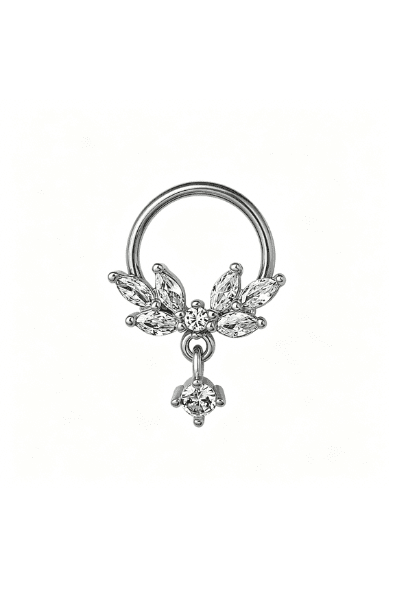 Women'S 16G Stainless Steel Septum Nose Hoop,Cubic Zirconia Piercing Element,Hypoallergenic Body Jewelry for Women