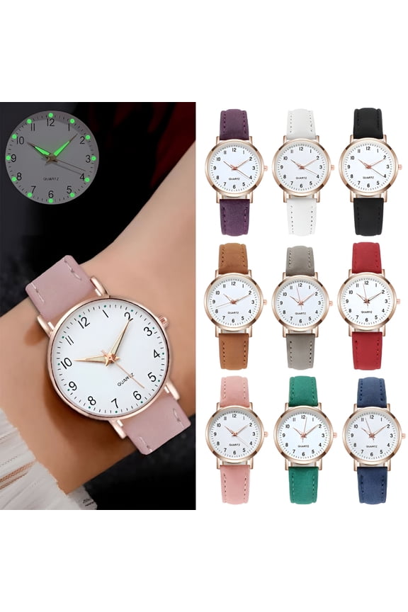 Women'S Watches, Classic Quartz Watch with Luminous Easy Read Dial, Leather Watch Band, Vintage Small Face Round Watches for Women, Birthday Gift for Ladies (Pink)