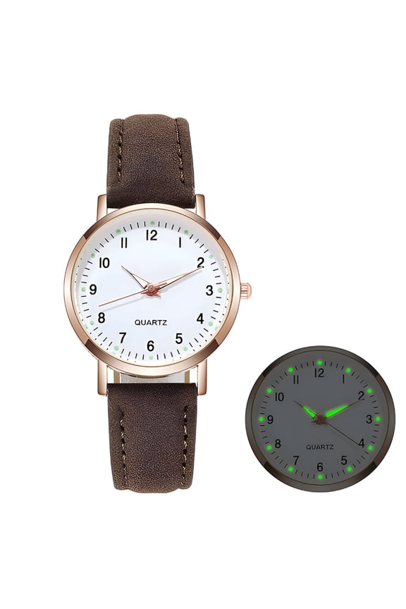 Women'S Watches, Classic Quartz Watch with Luminouse Easy Read Dial, Leather Watch Band, Vintage Small Face Round Watches for Women, Birthday Gift for Ladies (Brown)