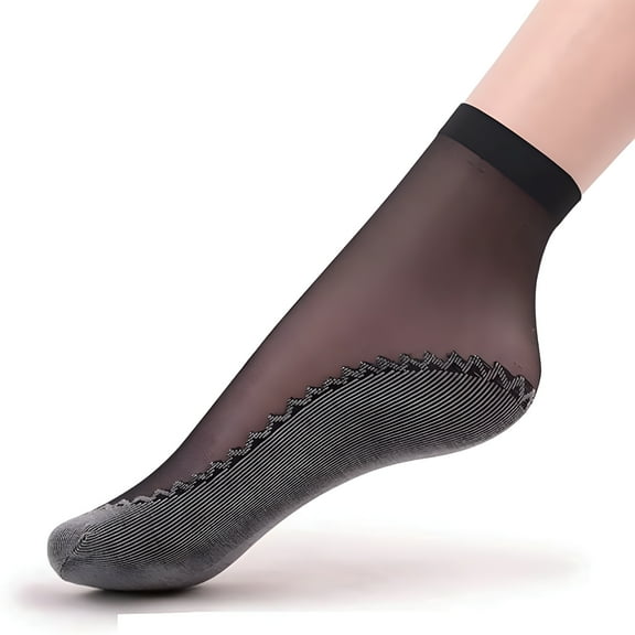 DESIGNICE Women's 10 Pairs Silky Anti-Slip Cotton Sole Sheer Ankle High Tights Hosiery Socks Reinforced Toe