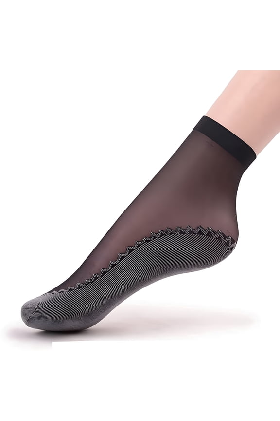 Women's 10 Pairs Silky Anti-Slip Cotton Sole Sheer Ankle High Tights Hosiery Socks Reinforced Toe