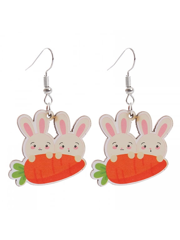 Women's Earrings Easter Earrings Bunny Carrot Cute Printed Egg Chick Spring Holiday Earrings