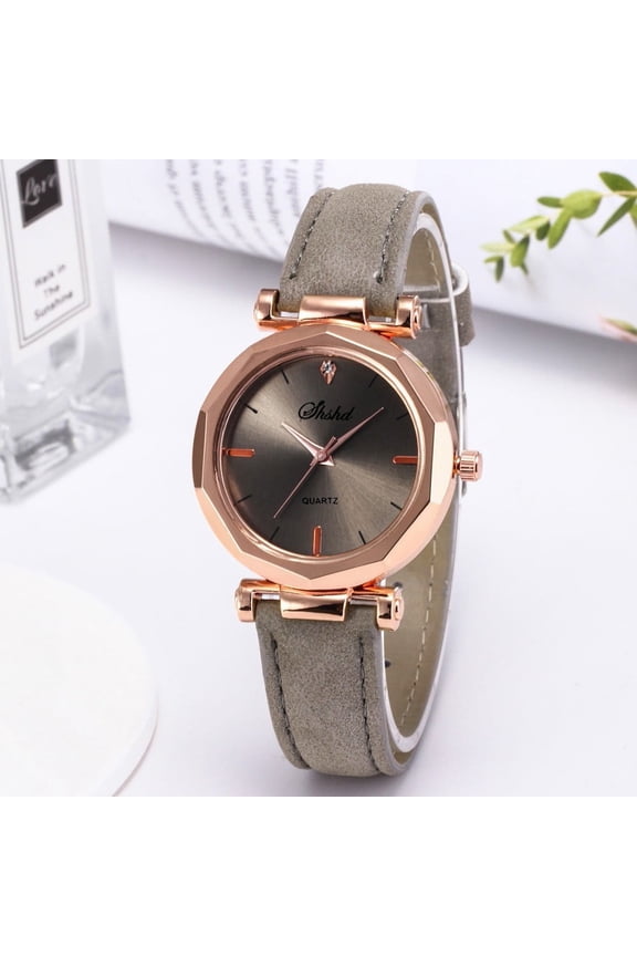 Women's Watch Fashion Women Leather Casual Watch Luxury Analog Quartz Crystal Wristwatch (Gray)