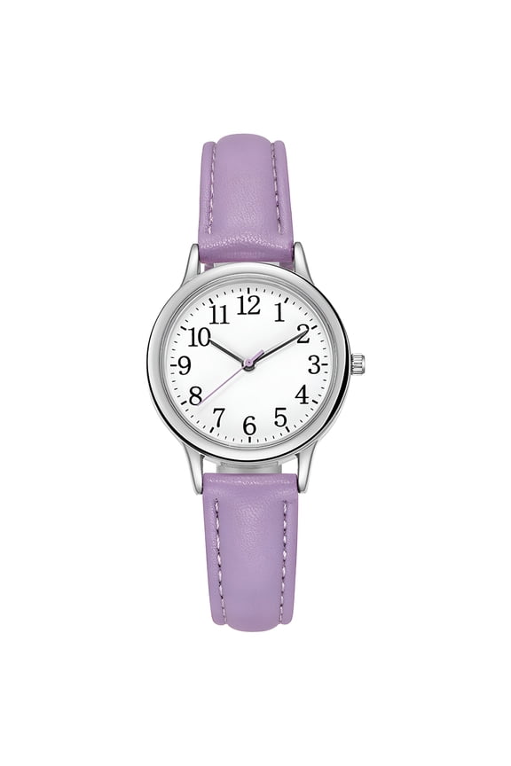 Women's Watches, Classic Quartz Watch with Luminous Easy Read Dial, Leather Watch Band, Vintage Small Face Round Watches for Women, Birthday Gift for Ladies - Purple