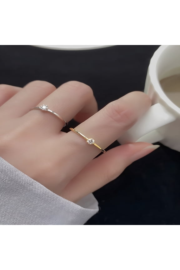Womens Sterling Silver Ring Elegant Single Diamond Ring Tail Ring Flashing Ring for Her Women Gift Fashion Jewelry