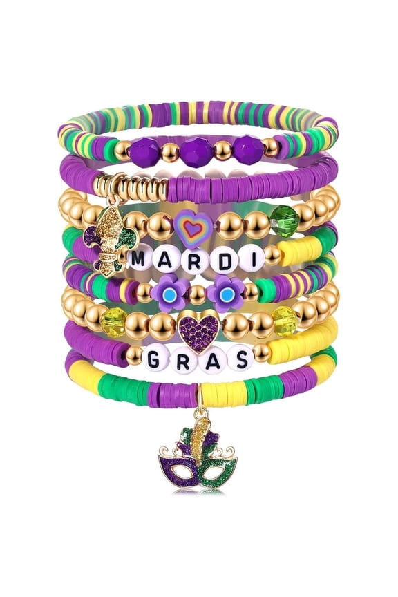 World Cup Easter Holiday Multilayer Acrylic Letter Bead Bracelet Set Carnival Festival Mardi Gras Party Game Club Sport Promotion Gift Outfits Beaded Bracelets for Women