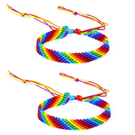 DESIGNICE Woven Couple Weave Rainbow Pride Bracelet for Braided Rope Friendship Bracelet Adjustable