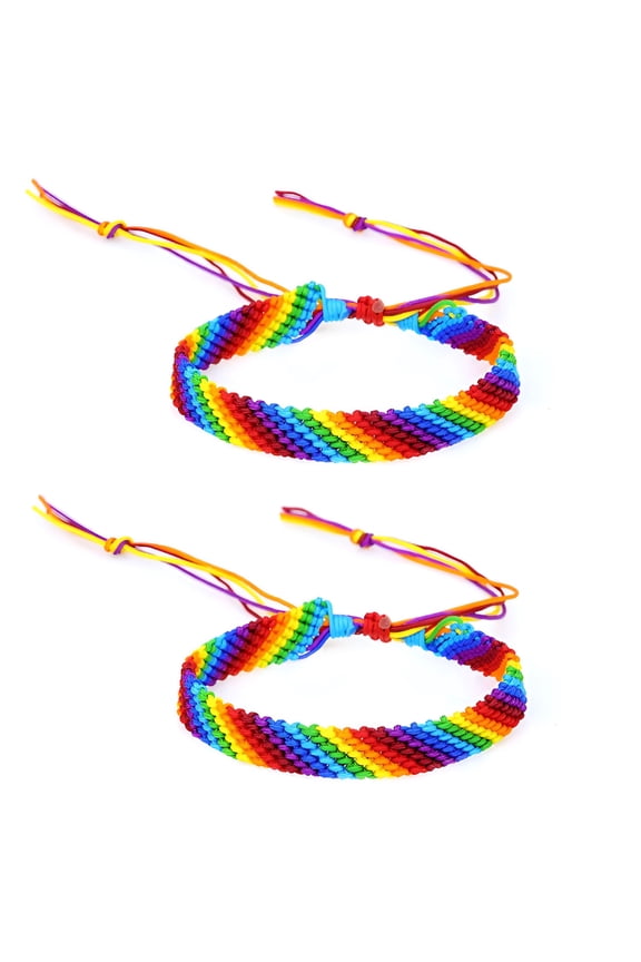 Woven Couple Weave Rainbow Pride Bracelet for Braided Rope Friendship Bracelet Adjustable