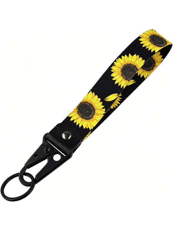 Wrist Lanyard for Keys Cute Keychain Short Lanyard Strap for Women Men Car Keys Wallet Phone Camera,Sunflower Cute Keychain Key Lanyard