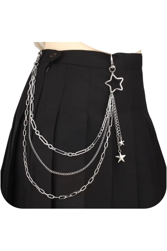 Y2K Star Pants Chain for Men Jean Chains for Women Pocket Chain for Pants Biker Hip Punk Chains Y2K Jewelry for Women Accessory Silver Trendy Fashion for Music Festival Concert Cosplay