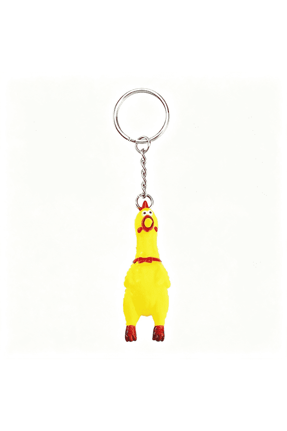 Yellow Shrilling Screaming Chicken Keychain,Mini Rubber Squeeze Screaming Chicken Keychains Gags&Practical Joke Keychains Pendant Keychain Prank Key Chain Novelty for Bags Keys Phones