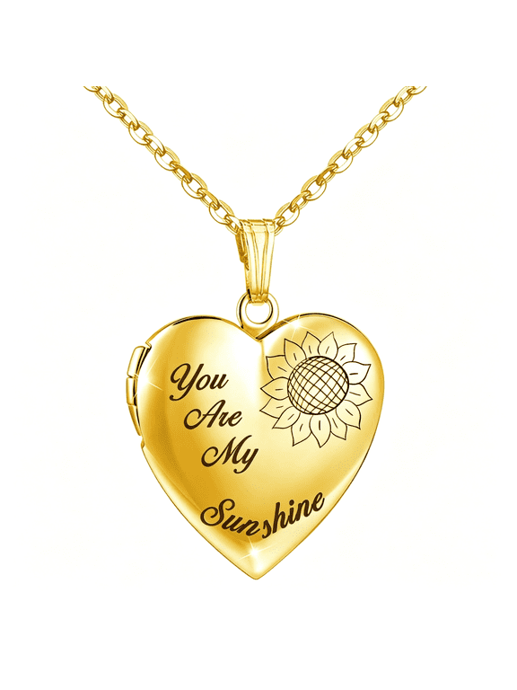 You Are My Sunshine Necklace Sunflower Locket Necklace That Holds Pictures Heart Locket Pendant Gifts for Her Heart Locket You Are My Sunshine Necklace