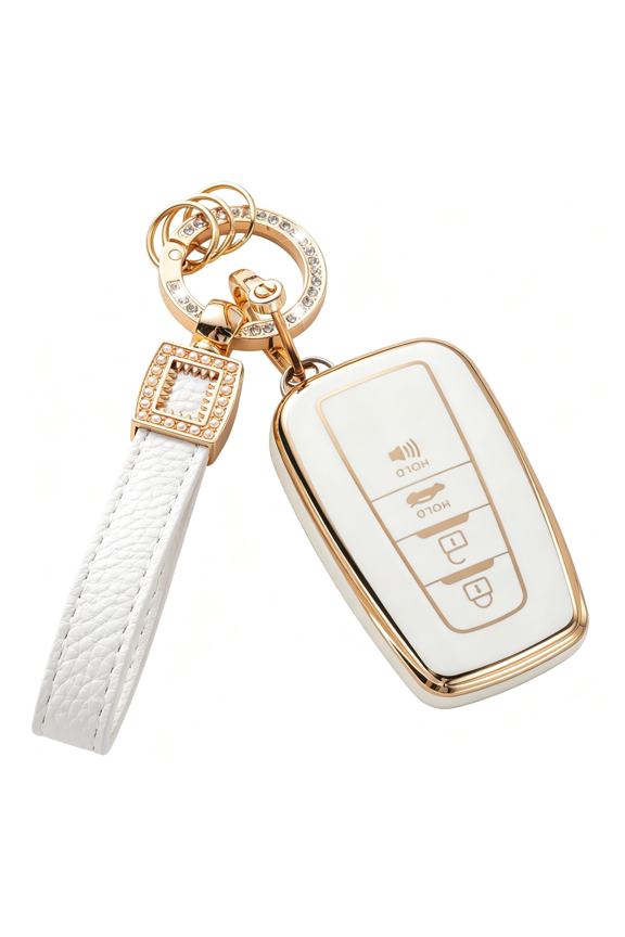 for Key Fob Cover with Leather Lanyard, Car Key Fob Case Compatible with 2018-2022 Avalon Gt86 Smart Key Protector Holder