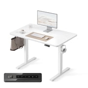 DESINO 40x24 inch Electric Standing Desk, Height Adjustable Sit Stand Desk with Memory Presets, Ergonomic Home Office Computer Desk with Anti-Collision, White