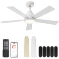 thumbnail image 1 of DESINO 42" Ceiling Fans with Lights and Remote/APP Control, 6-Speed, 5 Blades, Quiet, Modern Ceiling Fan for Indoor Bedroom, Living Room, Kitchen, White, 1 of 14