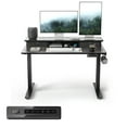 thumbnail image 1 of DESINO 48" x 24" Height Adjustable Electric Standing Desk with Double Drawers, Stand Up Desk with Storage Shelf, Home Office Desk Workstation with Splice Board, Black, 1 of 10