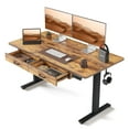 thumbnail image 1 of DESINO 55" × 24" Adjustable Height Electric Standing Desk with Double Drawer, Stand Up Home Office Desk with Splice Tabletop, Rustic Brown, 1 of 7