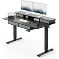 thumbnail image 1 of DESINO 55 x 30 Inch Height Adjustable Electric Standing Desk with Drawers, Stand Up Table with Large Storage Shelf, Sit Stand Desk for Home Office, Black, 1 of 9