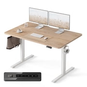 DESINO 55x28 inch Electric Standing Desk, Height Adjustable Sit Stand Desk with Memory Presets, Ergonomic Home Office Computer Desk with Anti-Collision, Maple
