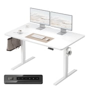 DESINO 55x28 inch Electric Standing Desk, Height Adjustable Sit Stand Desk with Memory Presets, Ergonomic Home Office Computer Desk with Anti-Collision, White