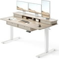 thumbnail image 1 of DESINO 63 x 30 Inch Height Adjustable Electric Standing Desk with Drawers, Stand Up Table with Large Storage Shelf, Sit Stand Desk for Home Office, Light Rustic Brown, 1 of 9
