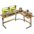 thumbnail image 1 of Cubicubi L-Shaped Desk, 59 Inches Gaming Desk, Corner Computer Desk with Removable Monitor Stand, Writing Workstation, Rustic Brown, 1 of 7