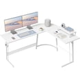 thumbnail image 1 of Cubicubi L-Shaped Desk, 59 Inches Gaming Desk, Corner Computer Desk with Removable Monitor Stand, Writing Workstation, White, 1 of 5