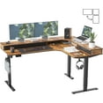 thumbnail image 1 of DESINO L Shaped Standing Desk, 63 inch Electric Height Adjustable Home Office Desk with Drawers, Large Ergonomic Computer Desk with Reversible Tabletop, 2 Memory Height Settings, Rustic Brown, 1 of 8