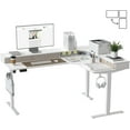 thumbnail image 1 of DESINO L Shaped Standing Desk, 63 inch Electric Height Adjustable Home Office Desk with Drawers, Large Ergonomic Computer Desk with Reversible Tabletop, 2 Memory Height Settings, White, 1 of 8