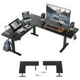 thumbnail image 1 of DESINO L-Shaped Standing Desk Adjustable Height, 63 Inch Electric Stand up Corner Computer Desk, Sit Stand Home Office Desk with Splice Board, Black, 1 of 9