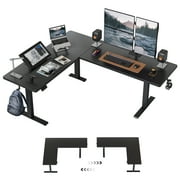 DESINO L-Shaped Standing Desk Adjustable Height, 63 Inch Electric Stand up Corner Computer Desk, Sit Stand Home Office Desk with Splice Board, Black