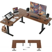 DESINO Standing Desk, 75  Adjustable L Shaped Standing Desk, Electric Height Adjustable Computer Desk, Black Walnat